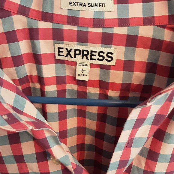 Boys/Mens Pink and Blue Express button up dress shirt - Picture 2 of 3